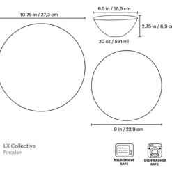 LX Collective Black 12-Piece Dinnerware Set