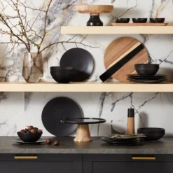 LX Collective Black 12-Piece Dinnerware Set