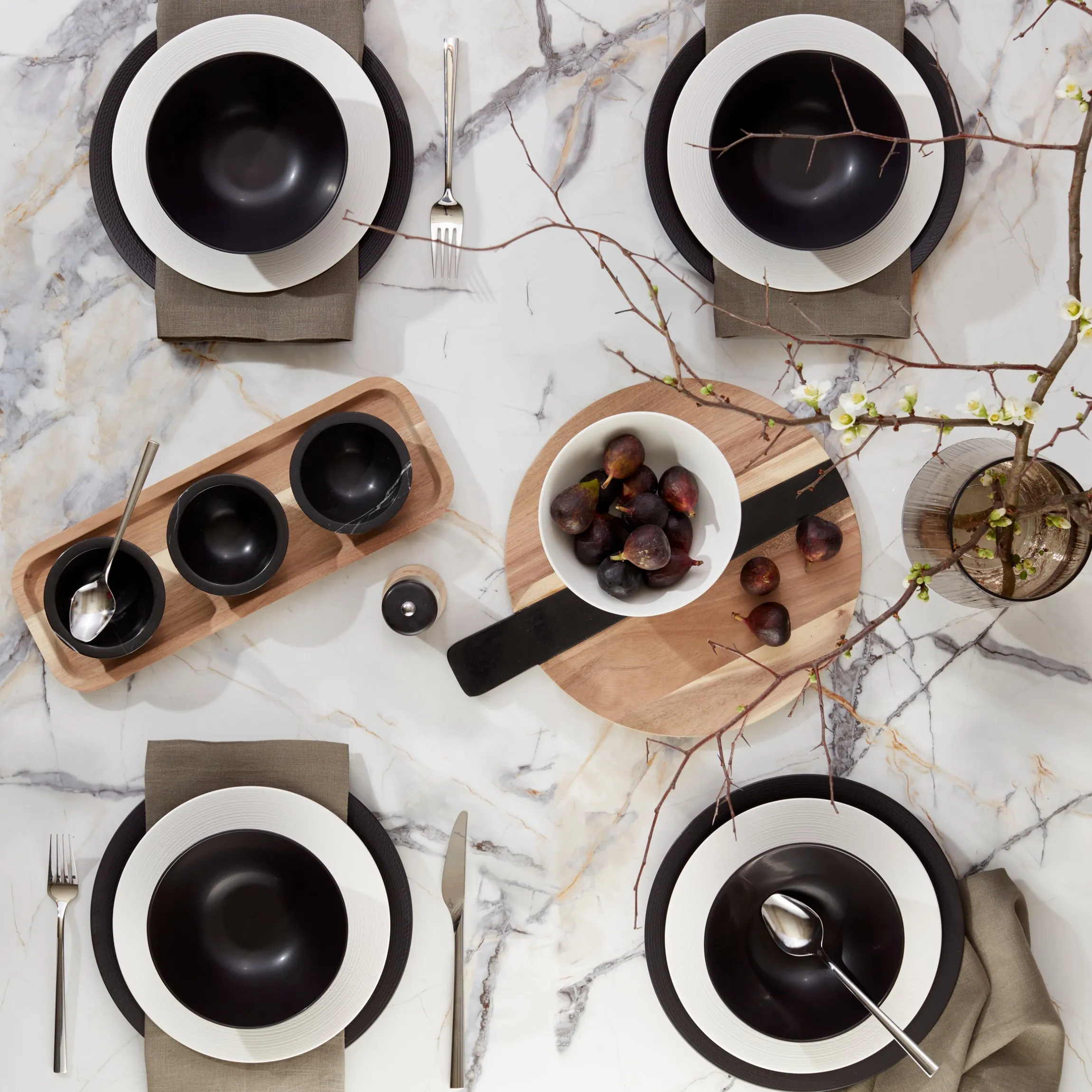 LX Collective White 12-Piece Dinnerware Set
