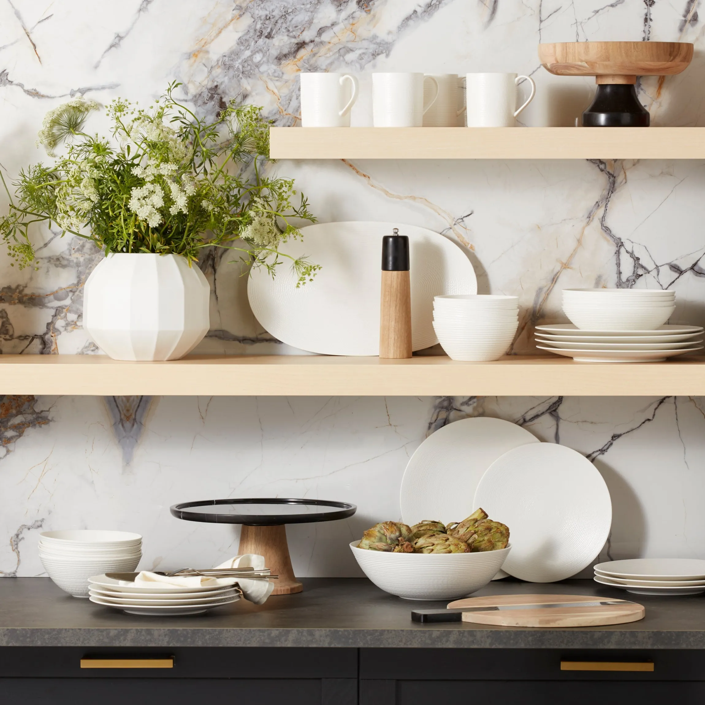 LX Collective White 12-Piece Dinnerware Set