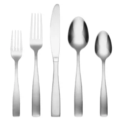 Madison Satin 62-Piece Flatware Set with Wood Tray