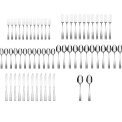 Madison Satin 62-Piece Flatware Set with Wood Tray