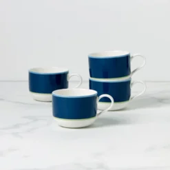 Make It Pop Navy & Green Mugs, Set of 4