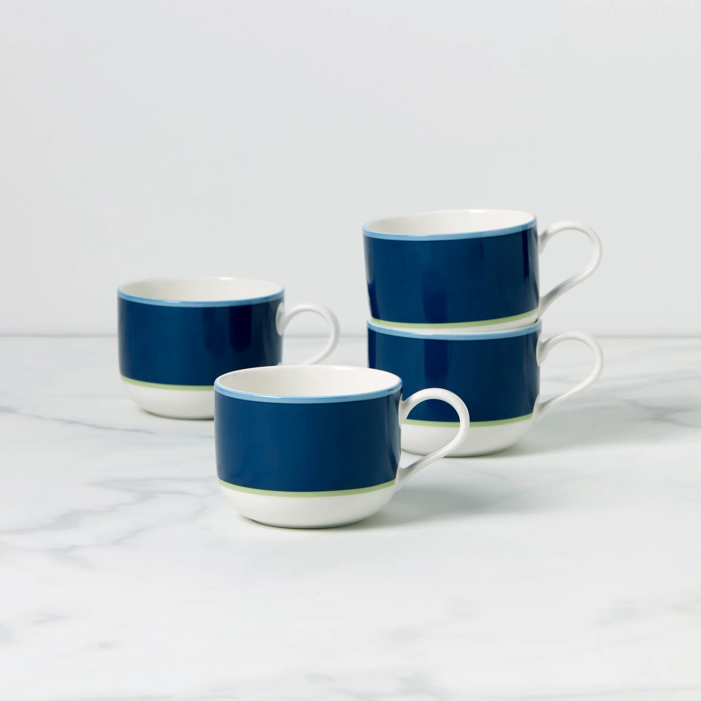 Make It Pop Navy & Green Mugs, Set of 4