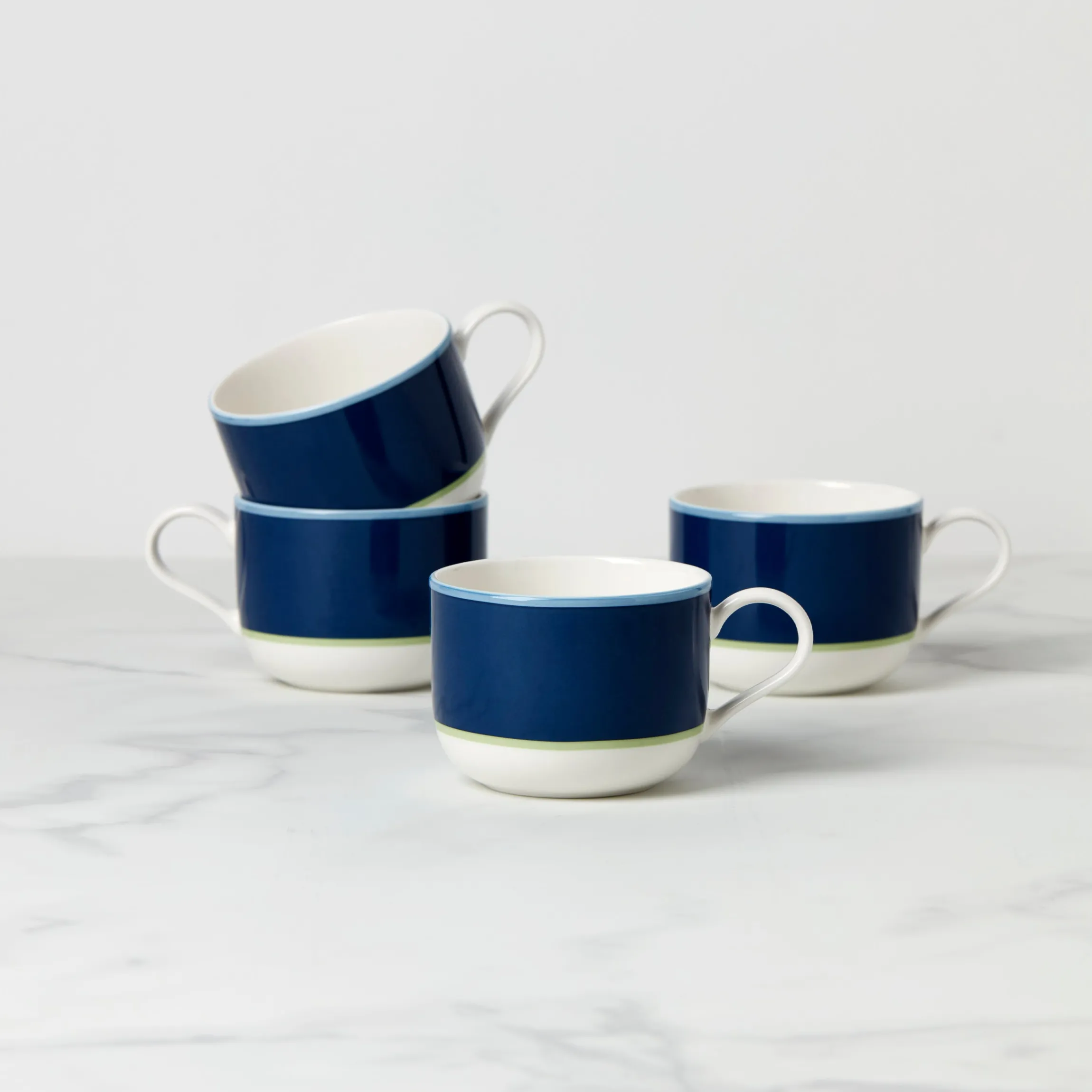 Make It Pop Navy & Green Mugs, Set of 4