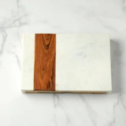 Marble & Wood Serving Board with Cheese Server Set