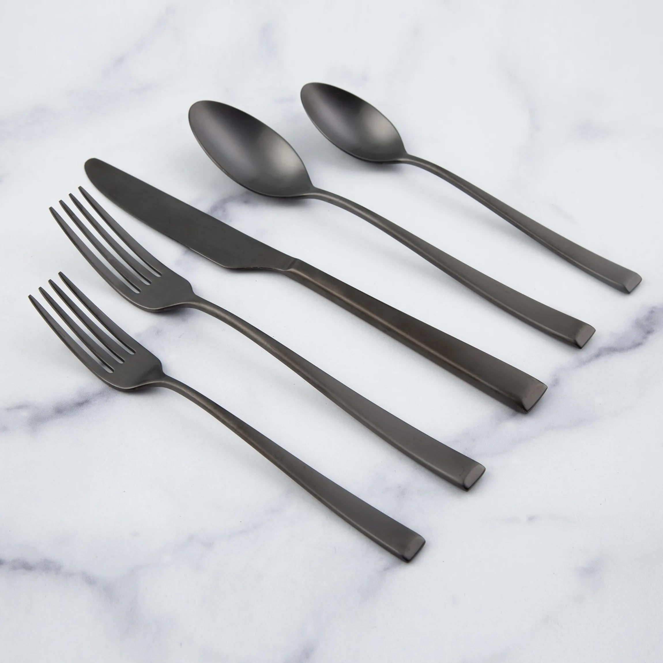Marlise Black Satin 20-Piece Flatware Set