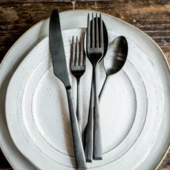 Marlise Black Satin 20-Piece Flatware Set