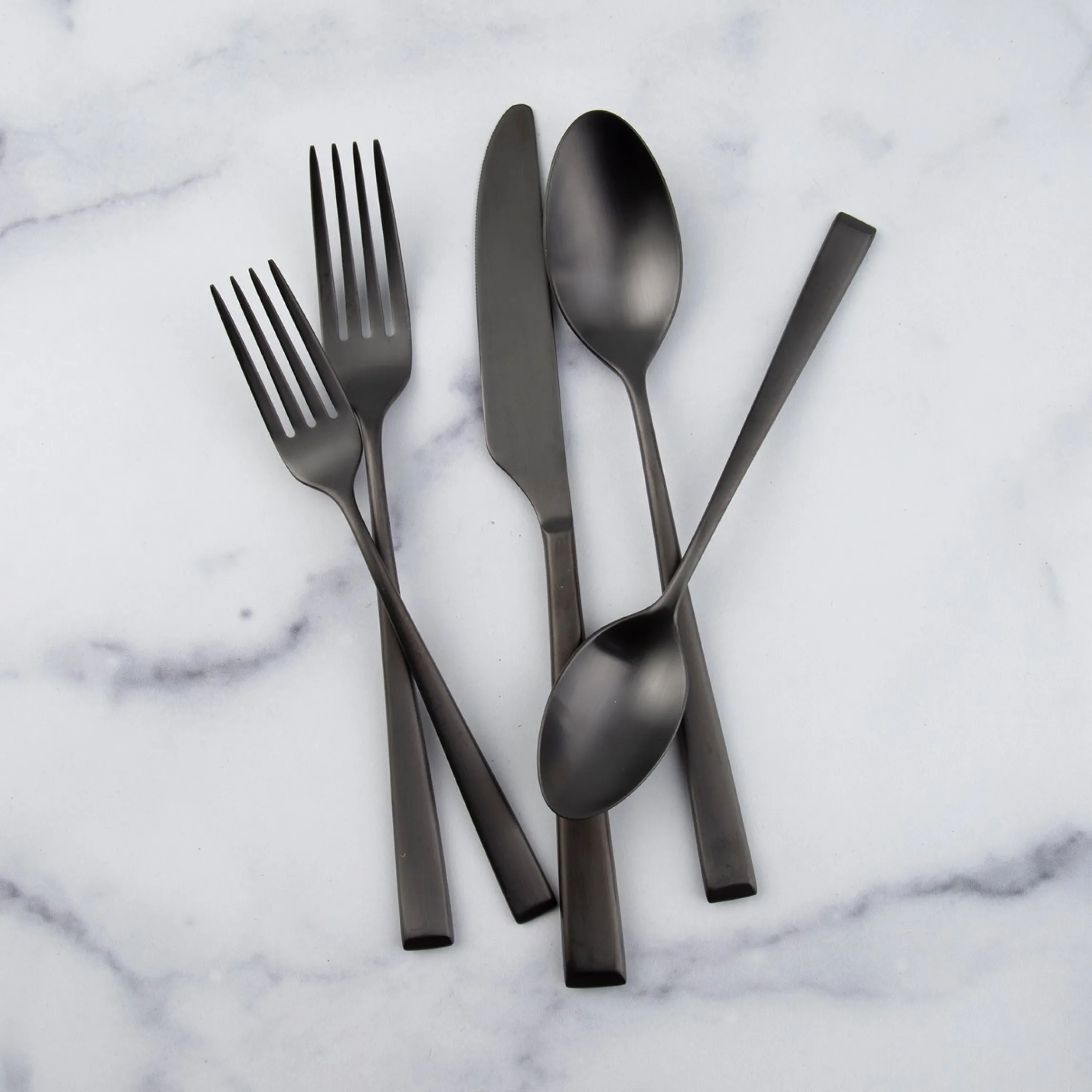 Marlise Black Satin 20-Piece Flatware Set