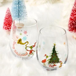 Merry Grinchmas Glass Tumblers, Set of 4