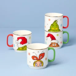 Merry Grinchmas Stackable Mugs, Set of 4