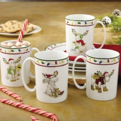 Merry Marcel Moose Mugs, Set of 4