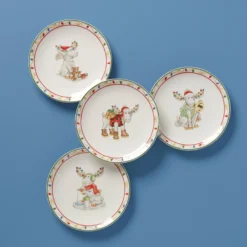 Merry Marcel Moose 4-Piece Dessert Plate Set