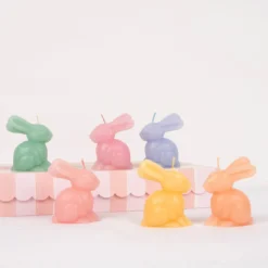Mini Rainbow Bunny Candles, Set of 6
