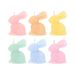 Mini Rainbow Bunny Candles, Set of 6
