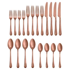 Mirabella Copper Titanium Satin 20-Piece Flatware Set