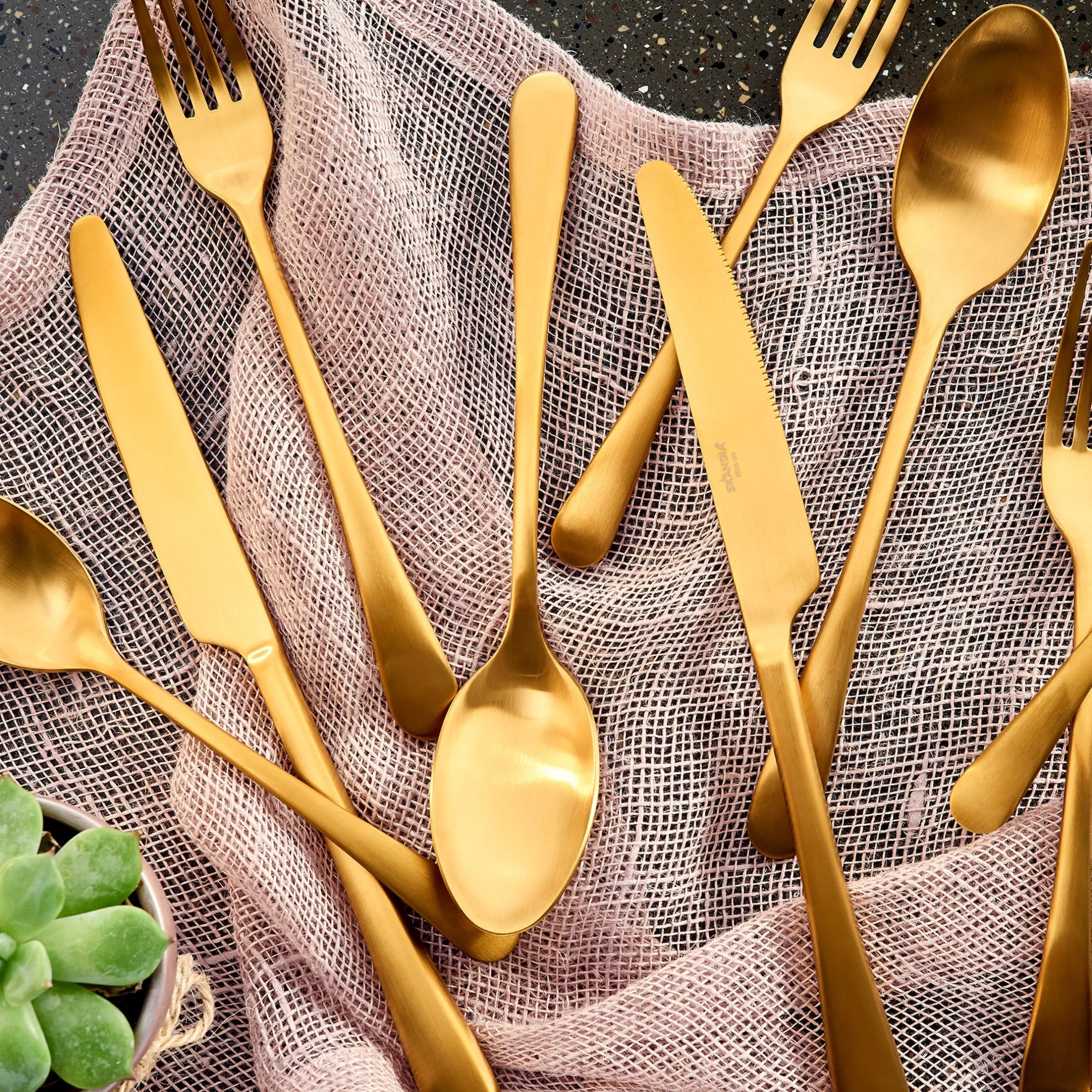 Mirabella Gold Titanium Satin 20-Piece Flatware Set