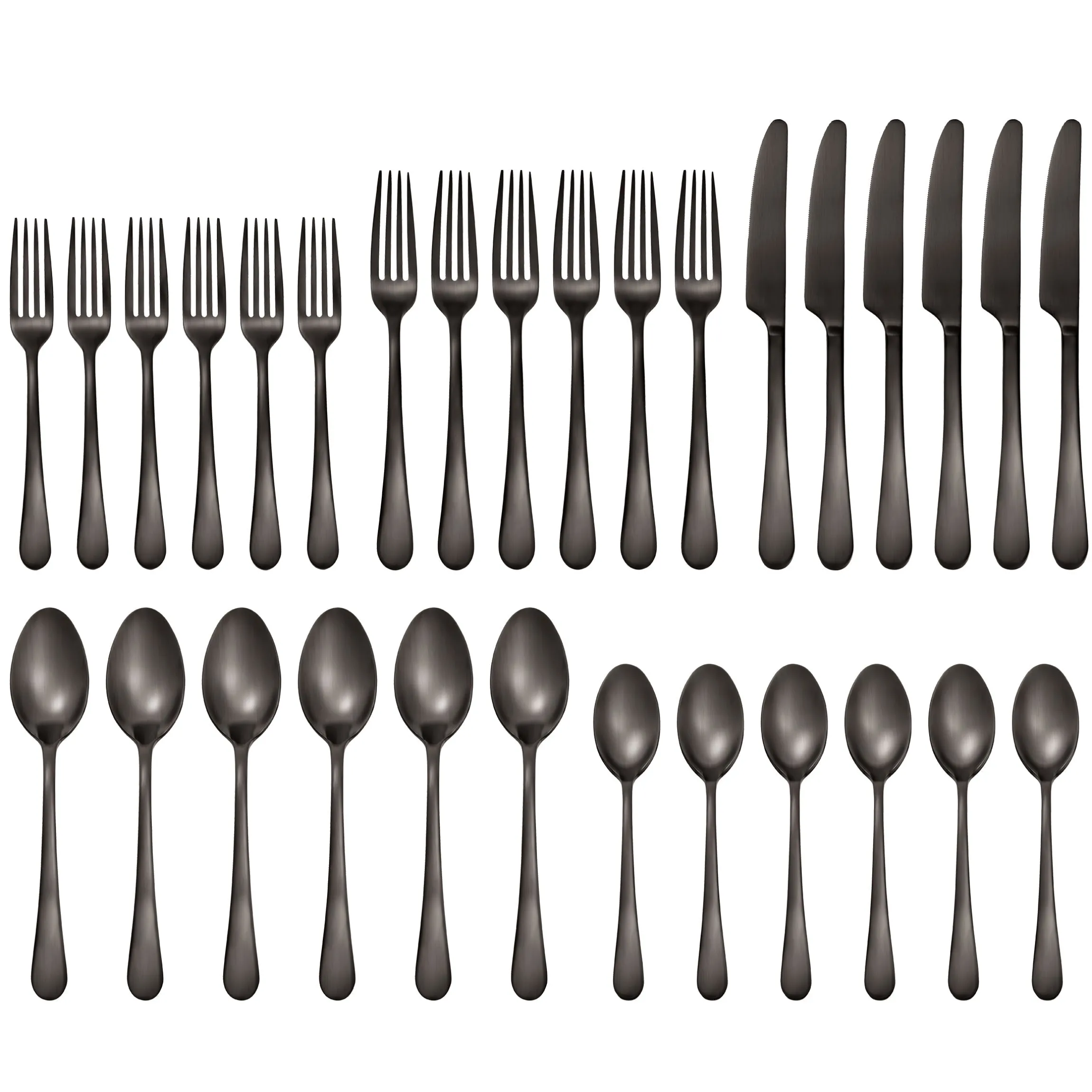 Mirabella Gunmetal Satin 30-Piece Flatware Set