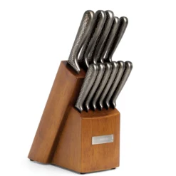 Nero Hammered Titanium 12 Piece Cutlery Block Set