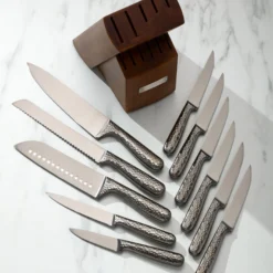 Nero Hammered Titanium 12 Piece Cutlery Block Set