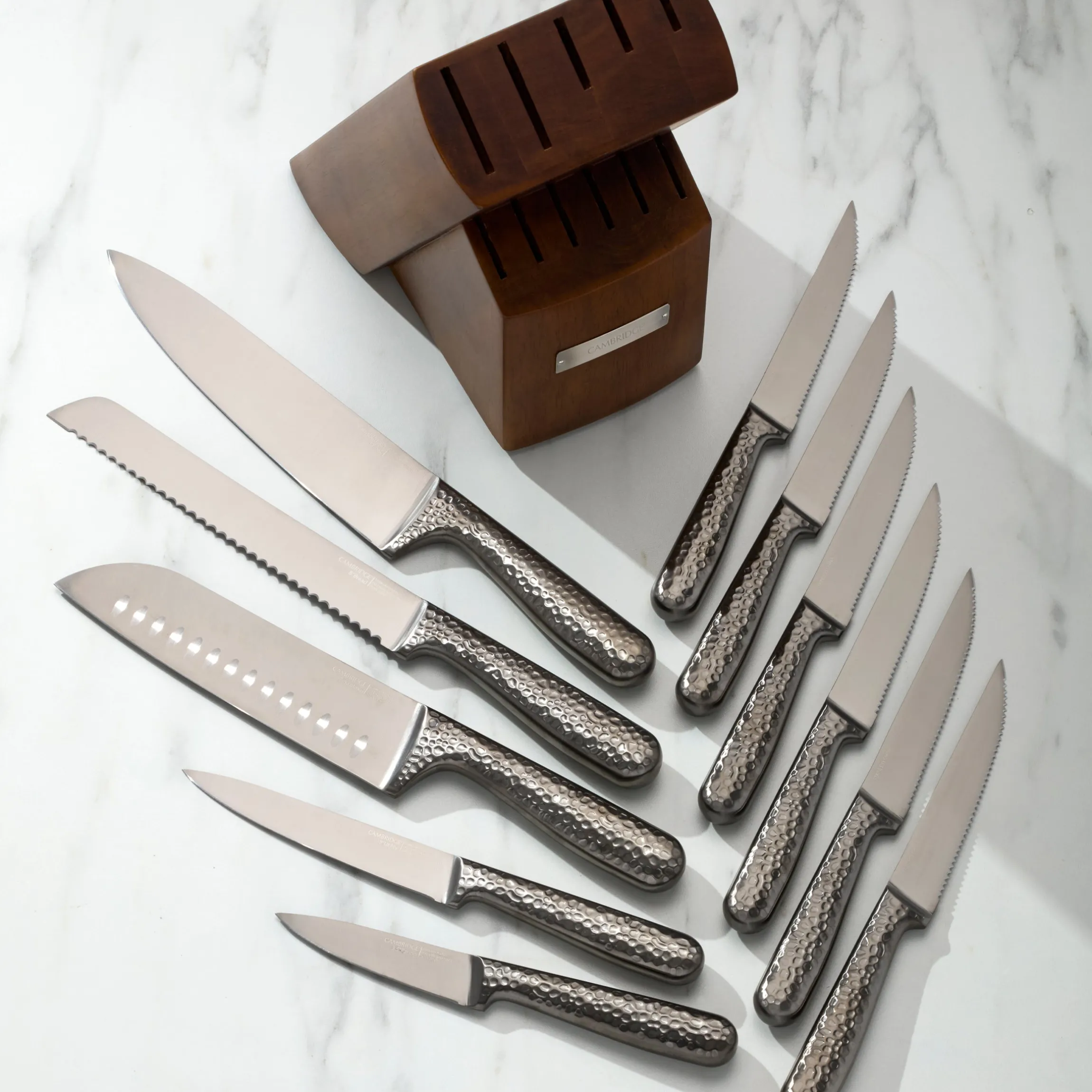 Nero Hammered Titanium 12 Piece Cutlery Block Set