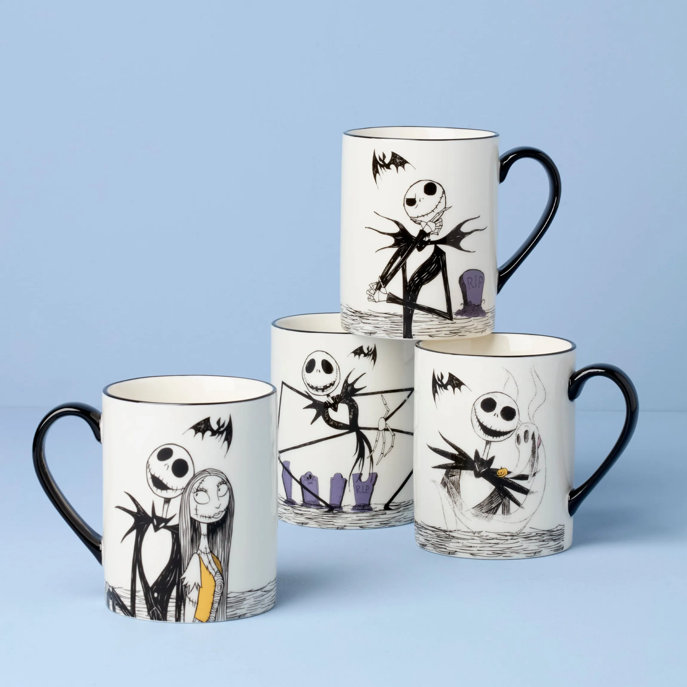 Nightmare Before Christmas Mugs, Set of 4