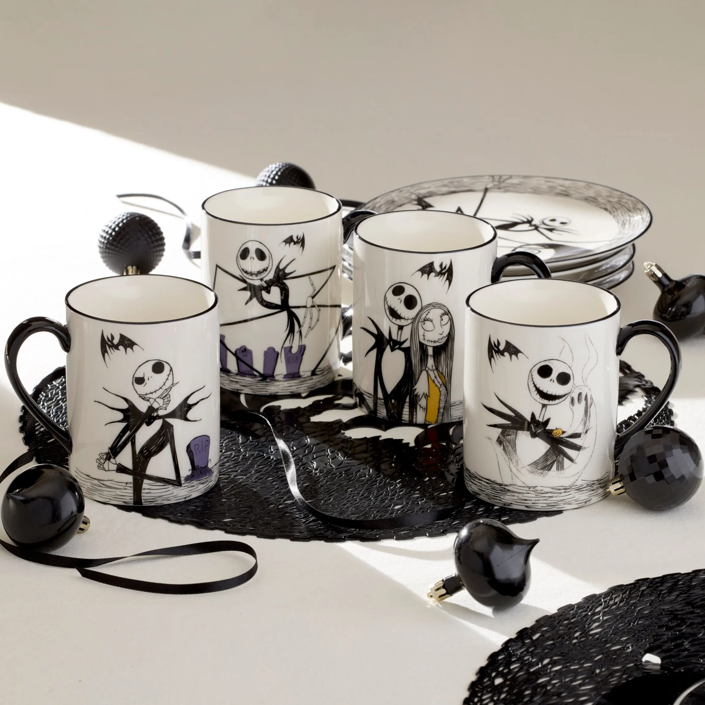 Nightmare Before Christmas Mugs, Set of 4