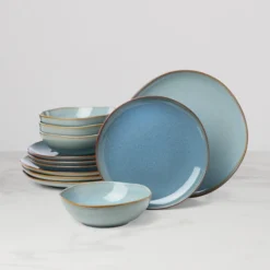 Organic Shades Blue 12-Piece Dinnerware Set