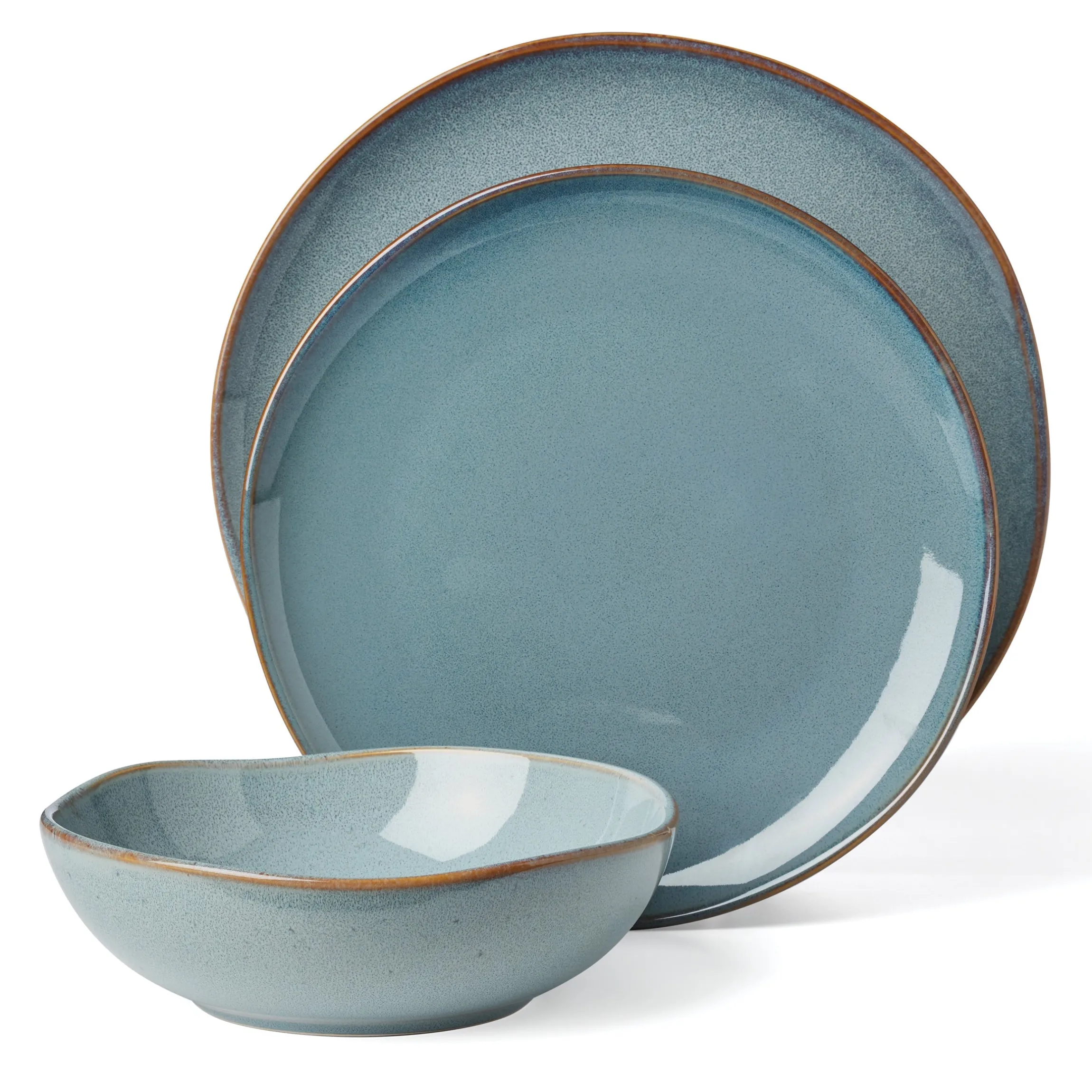Organic Shades Blue 12-Piece Dinnerware Set