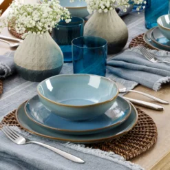 Organic Shades Blue 18-Piece Dinnerware Set