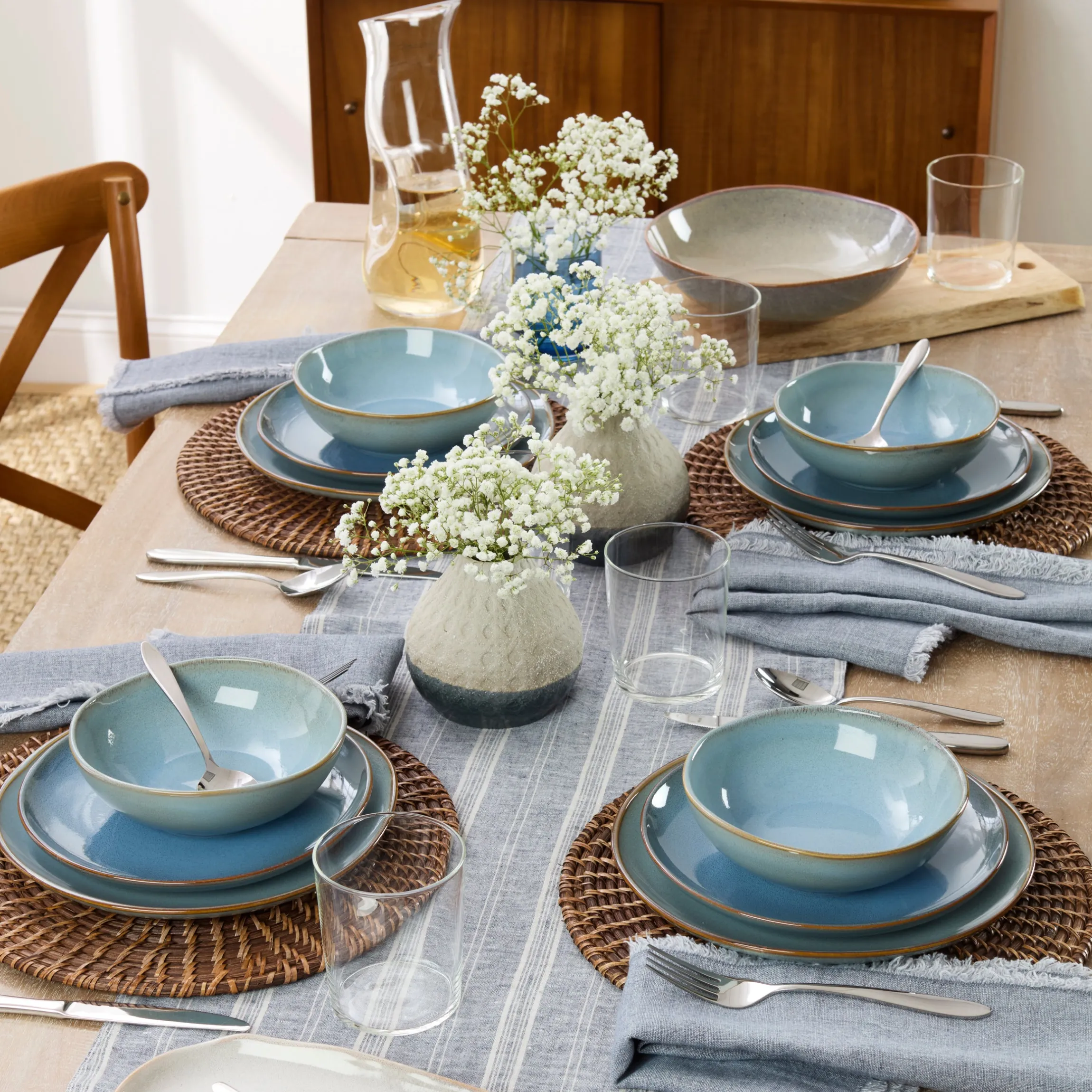 Organic Shades Blue 18-Piece Dinnerware Set