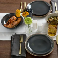 Organic Shades Gray 18-Piece Dinnerware Set