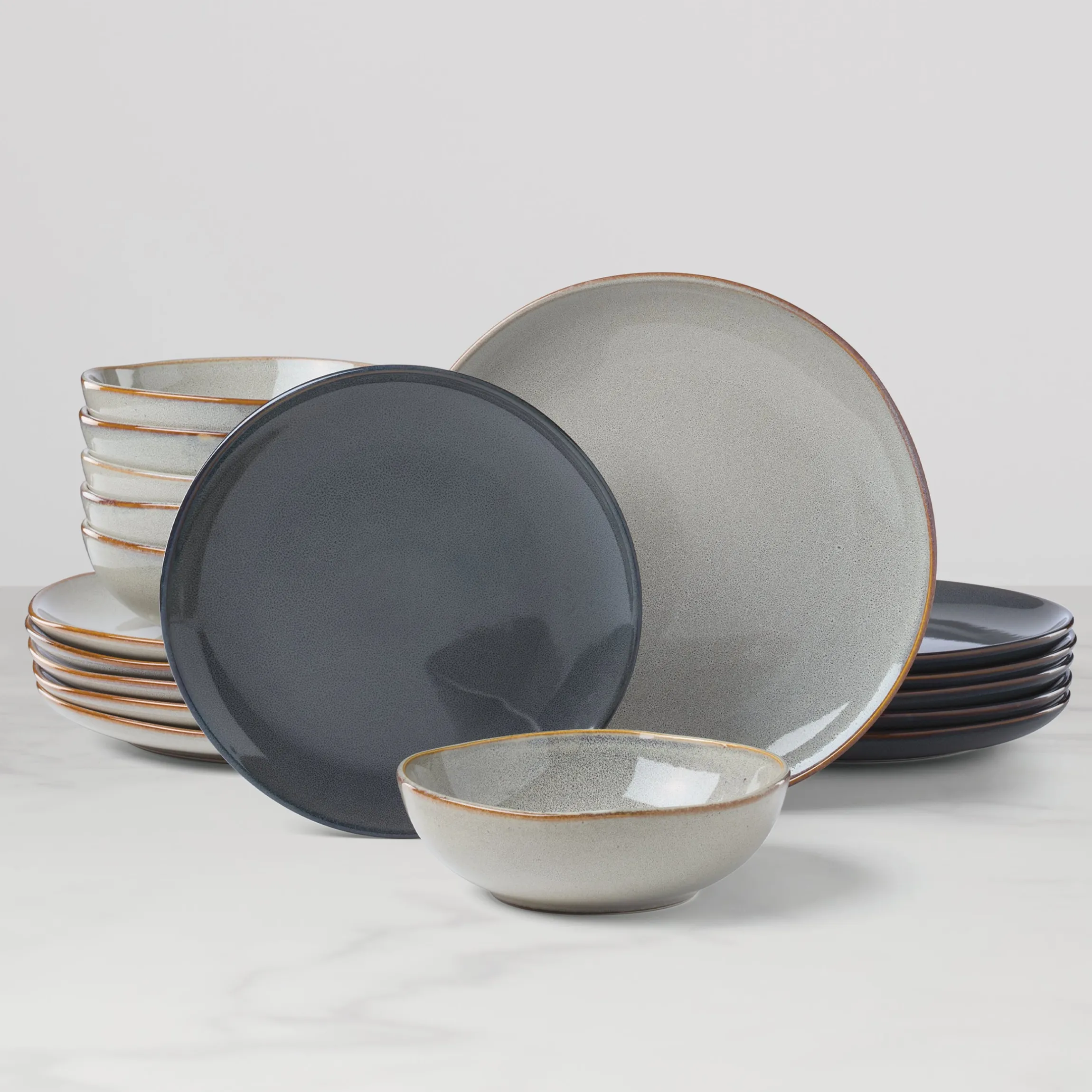 Organic Shades Gray 18-Piece Dinnerware Set