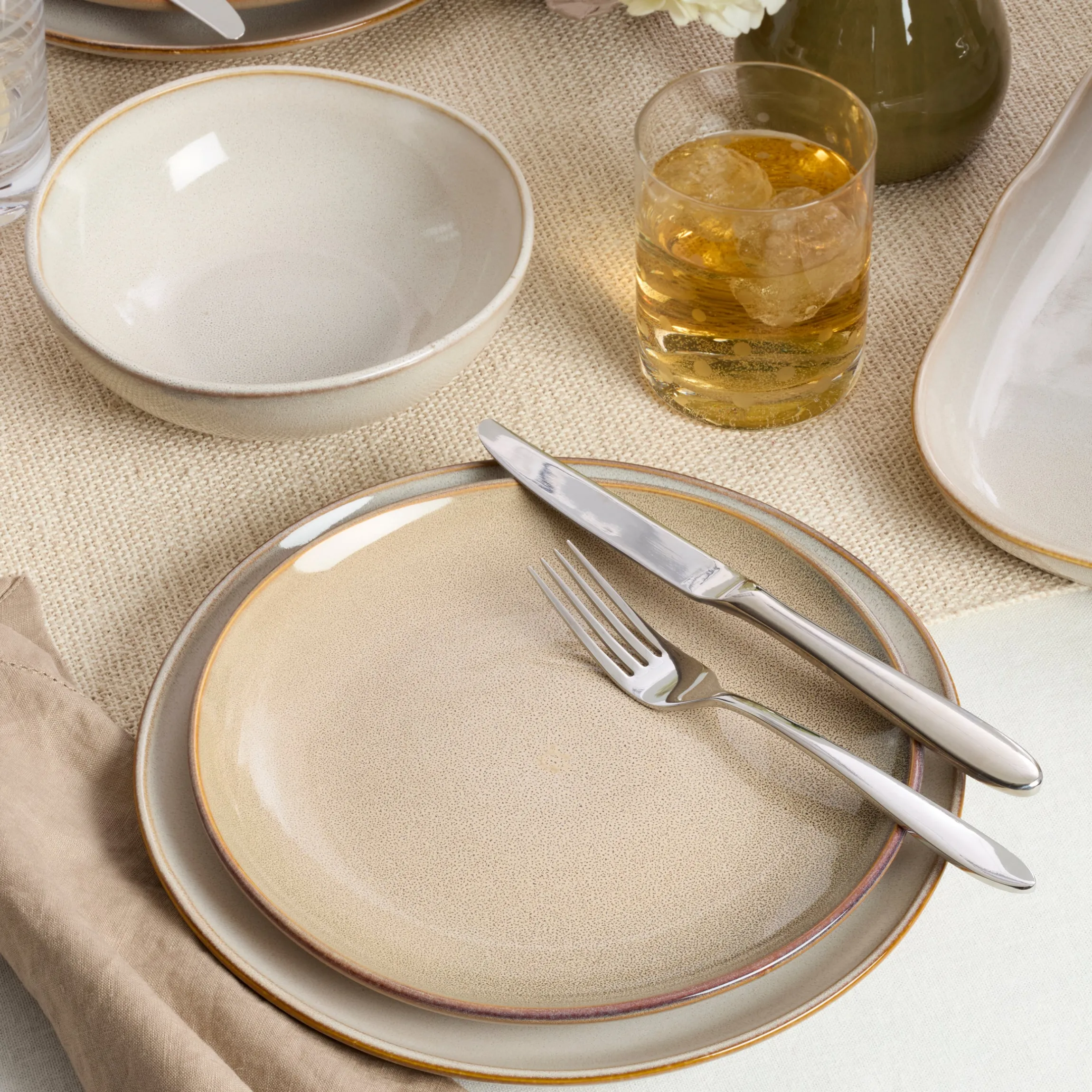 Organic Shades Oatmeal 18-Piece Dinnerware Set