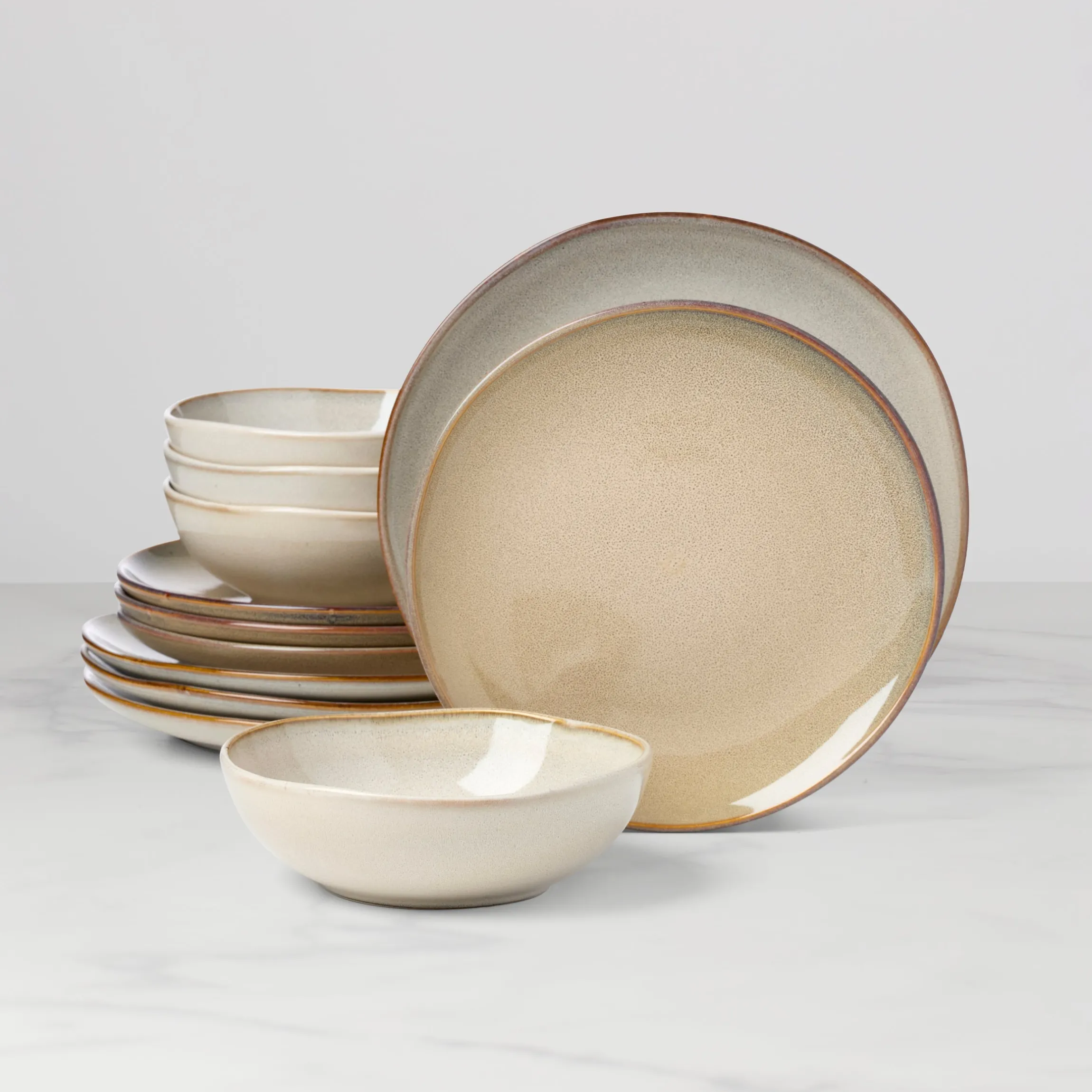 Organic Shades Oatmeal 12-Piece Dinnerware Set