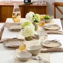 Organic Shades Oatmeal 12-Piece Dinnerware Set
