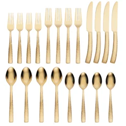 Paris Hammered Gold Titanium 20-Piece Flatware Set