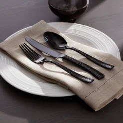 Paris Hammered Gunmetal Titanium 20-Piece Flatware Set
