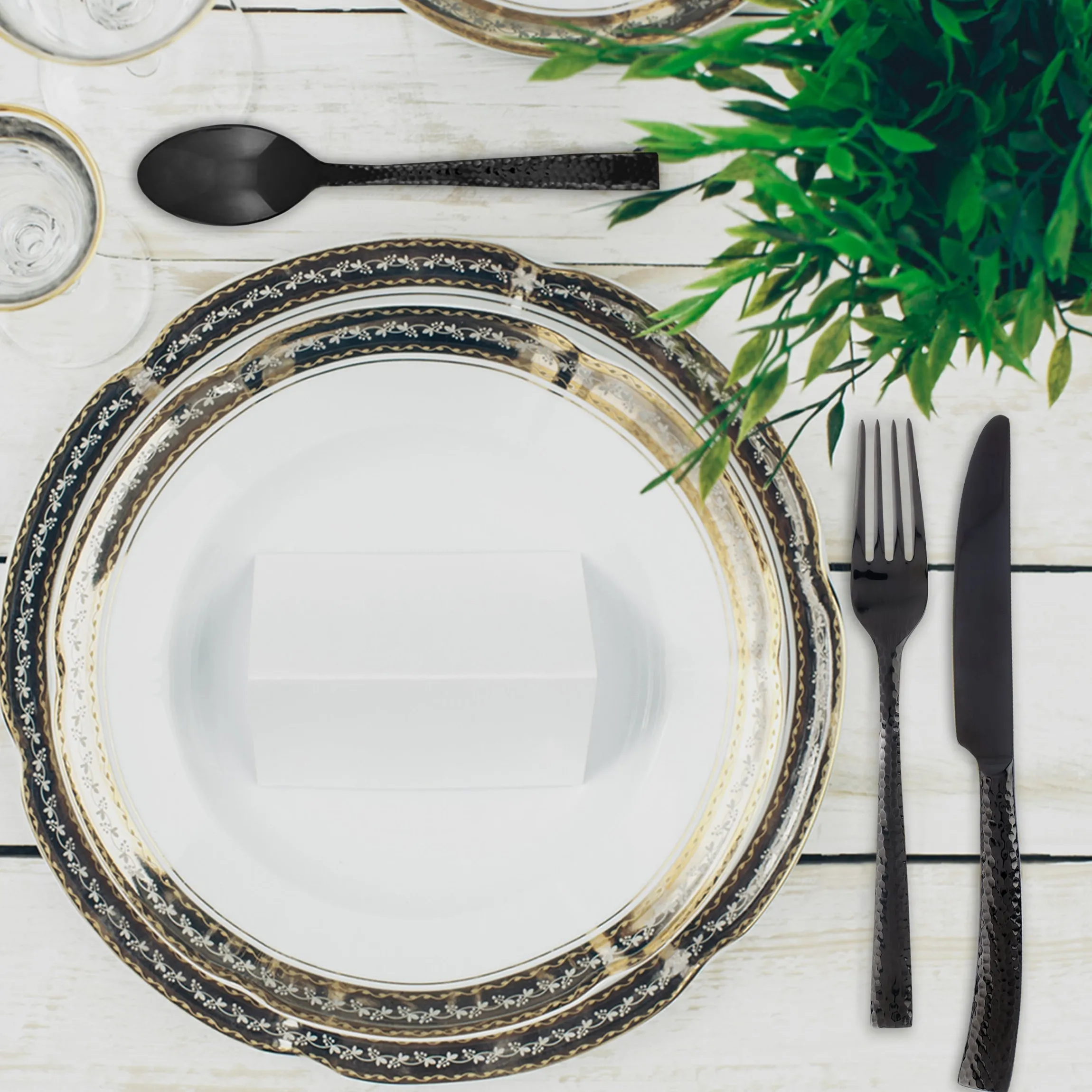 Paris Hammered Gunmetal Titanium 20-Piece Flatware Set