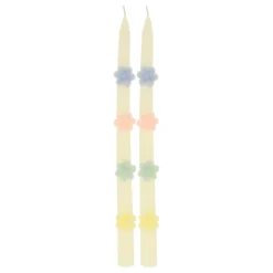 Pastel Flowers Taper Candles, Set of 2