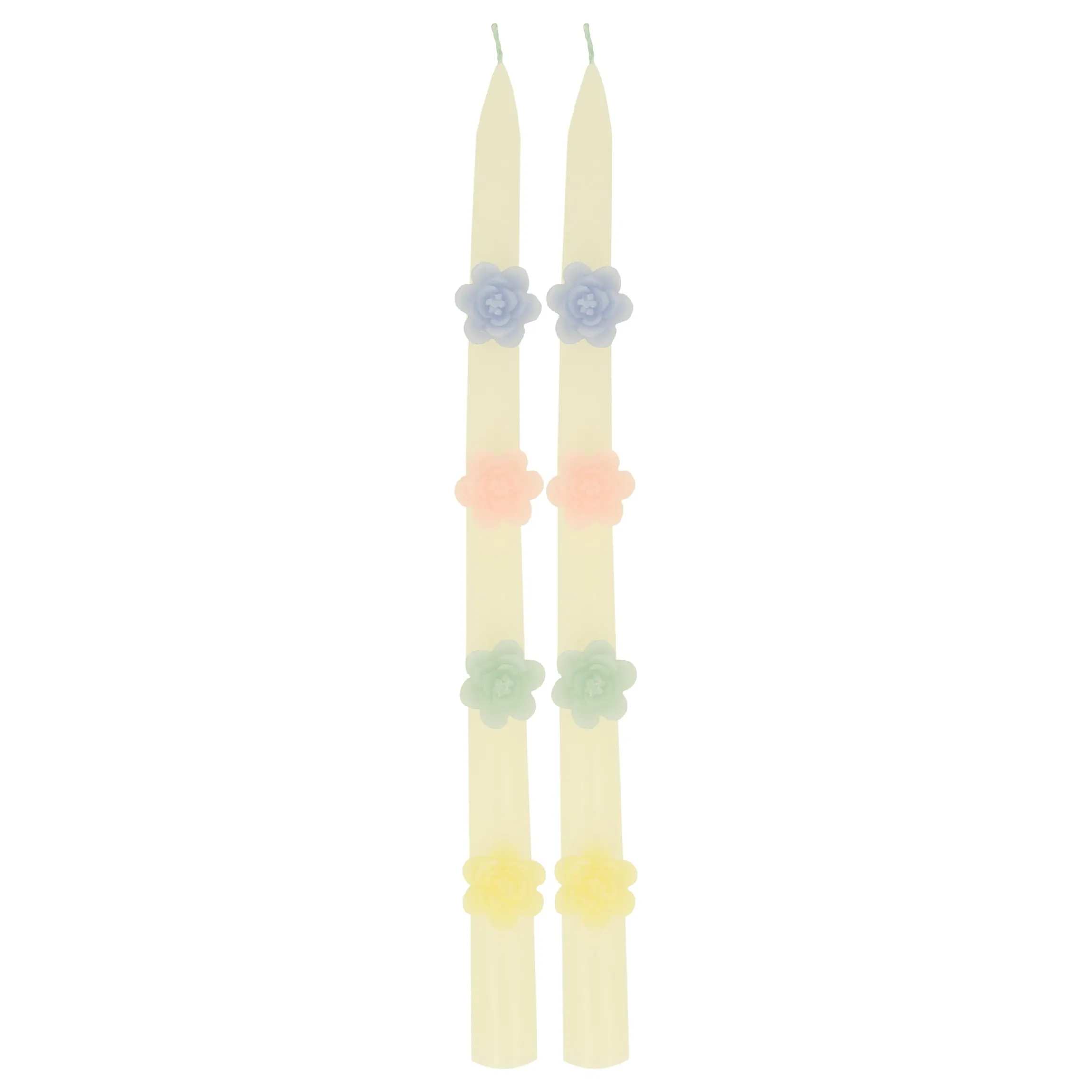 Pastel Flowers Taper Candles, Set of 2