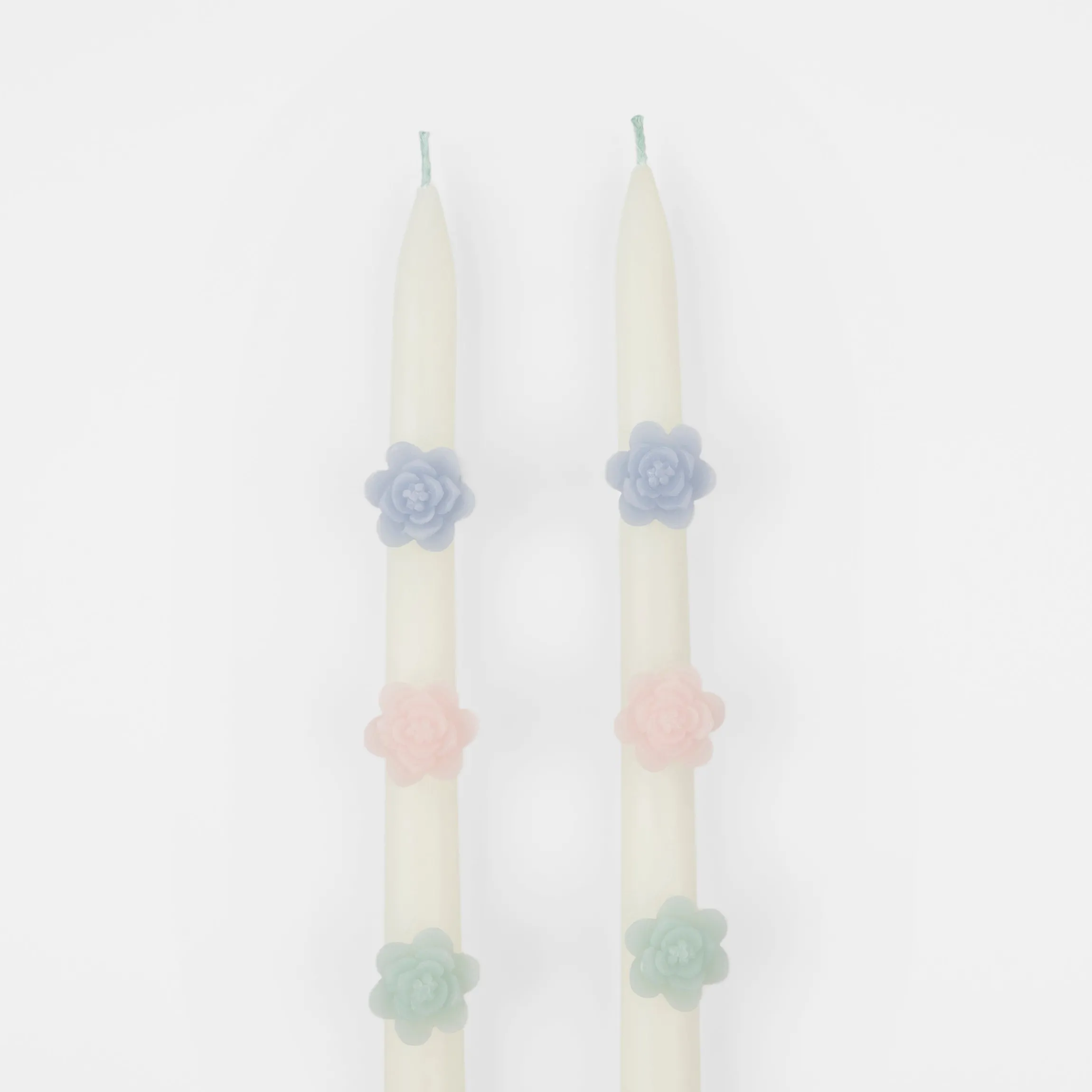Pastel Flowers Taper Candles, Set of 2