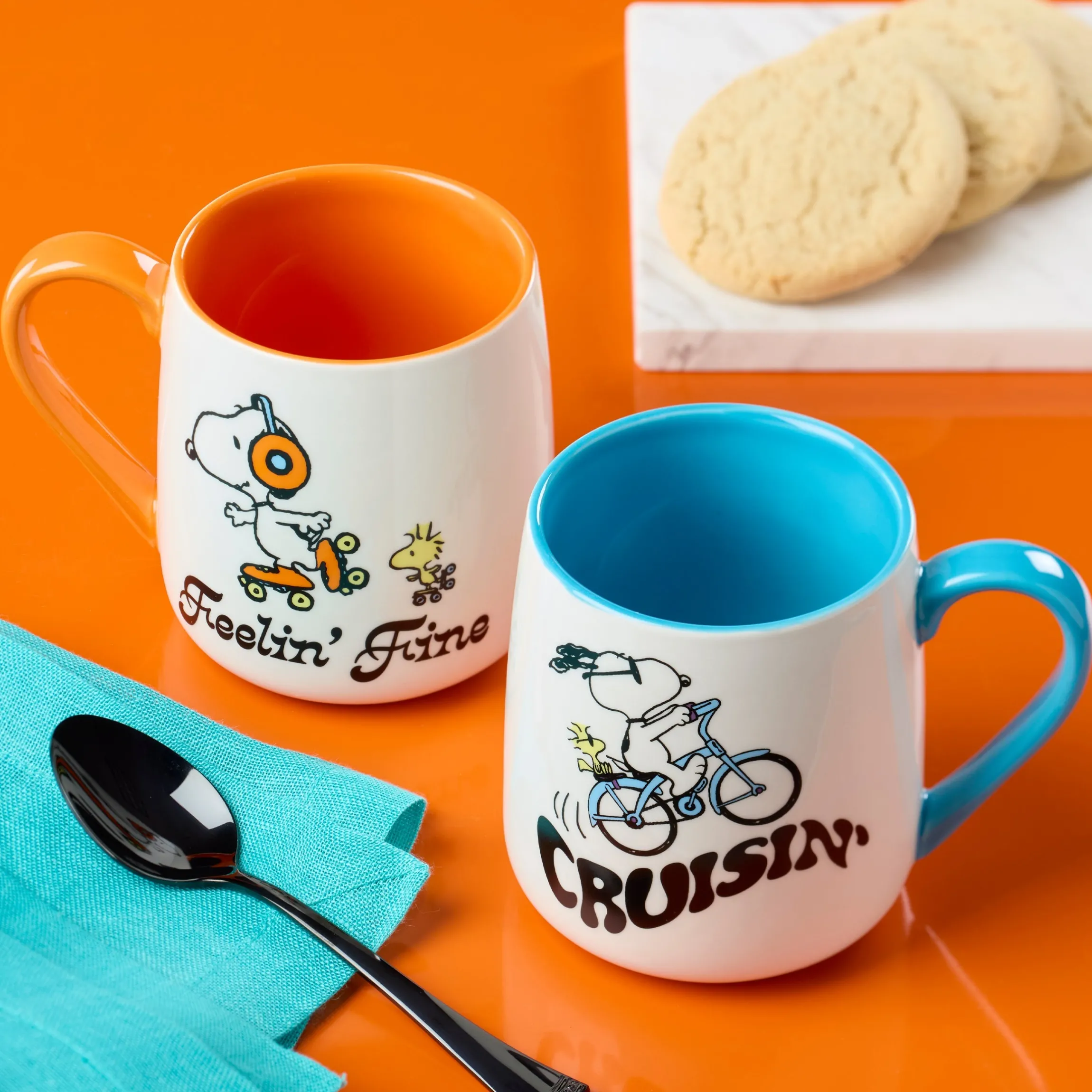 Peanuts Mugs Cruisin'-Feelin' Fine, Set of 2