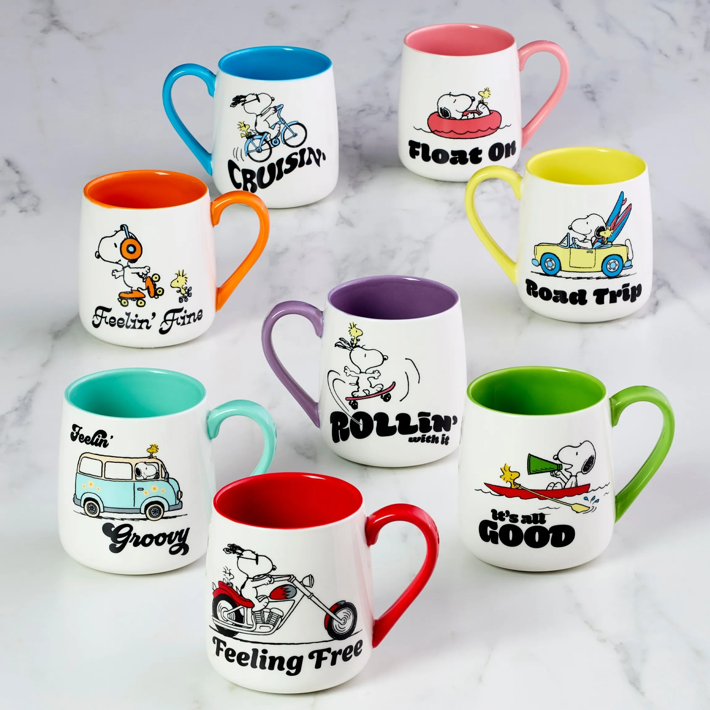 Peanuts Mugs Road Trip-Float On, Set of 2