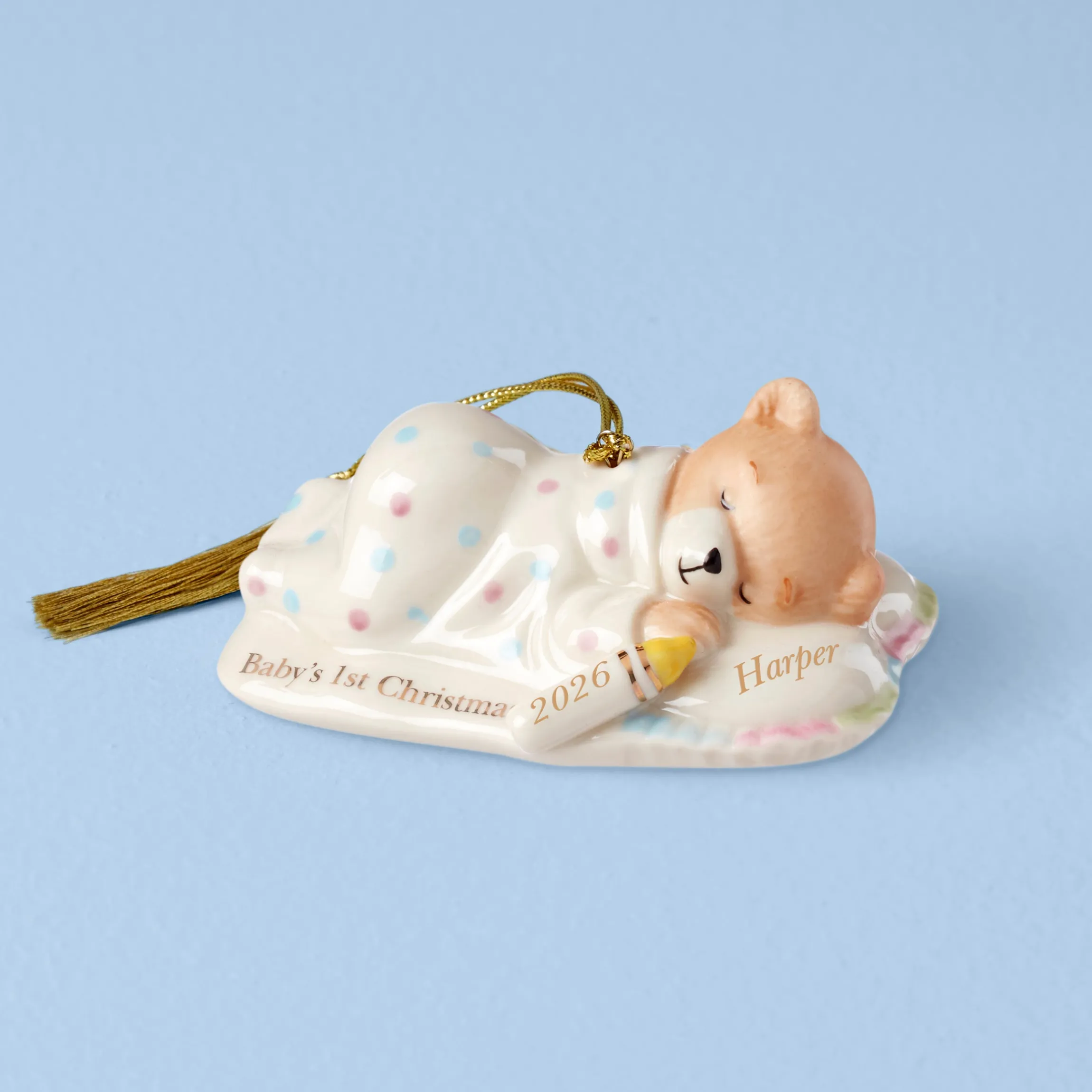 Personalized Baby's 1st Christmas Cuddles & Hugs Teddy Bear Ornament
