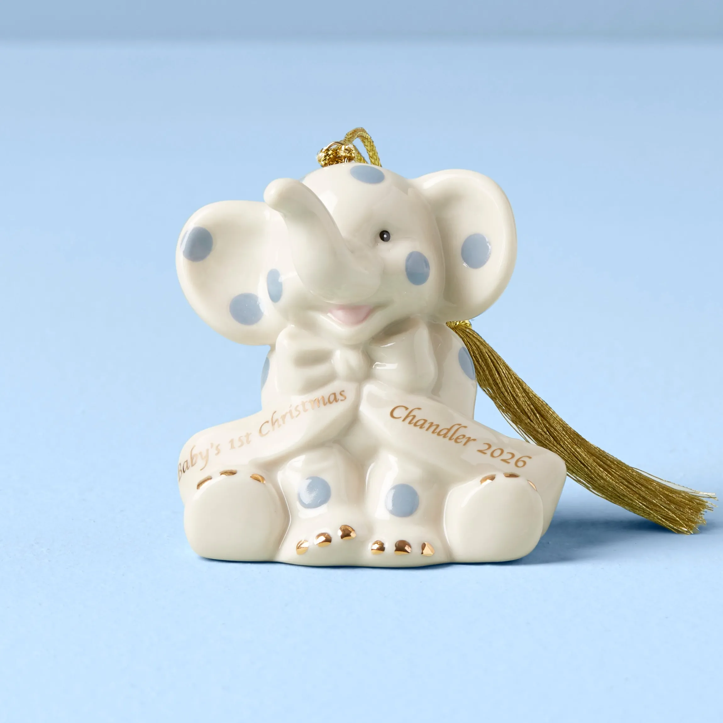 Personalized Blue Elephant Ornament