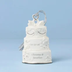 Personalized Celebrate Love Wedding Cake Ornament