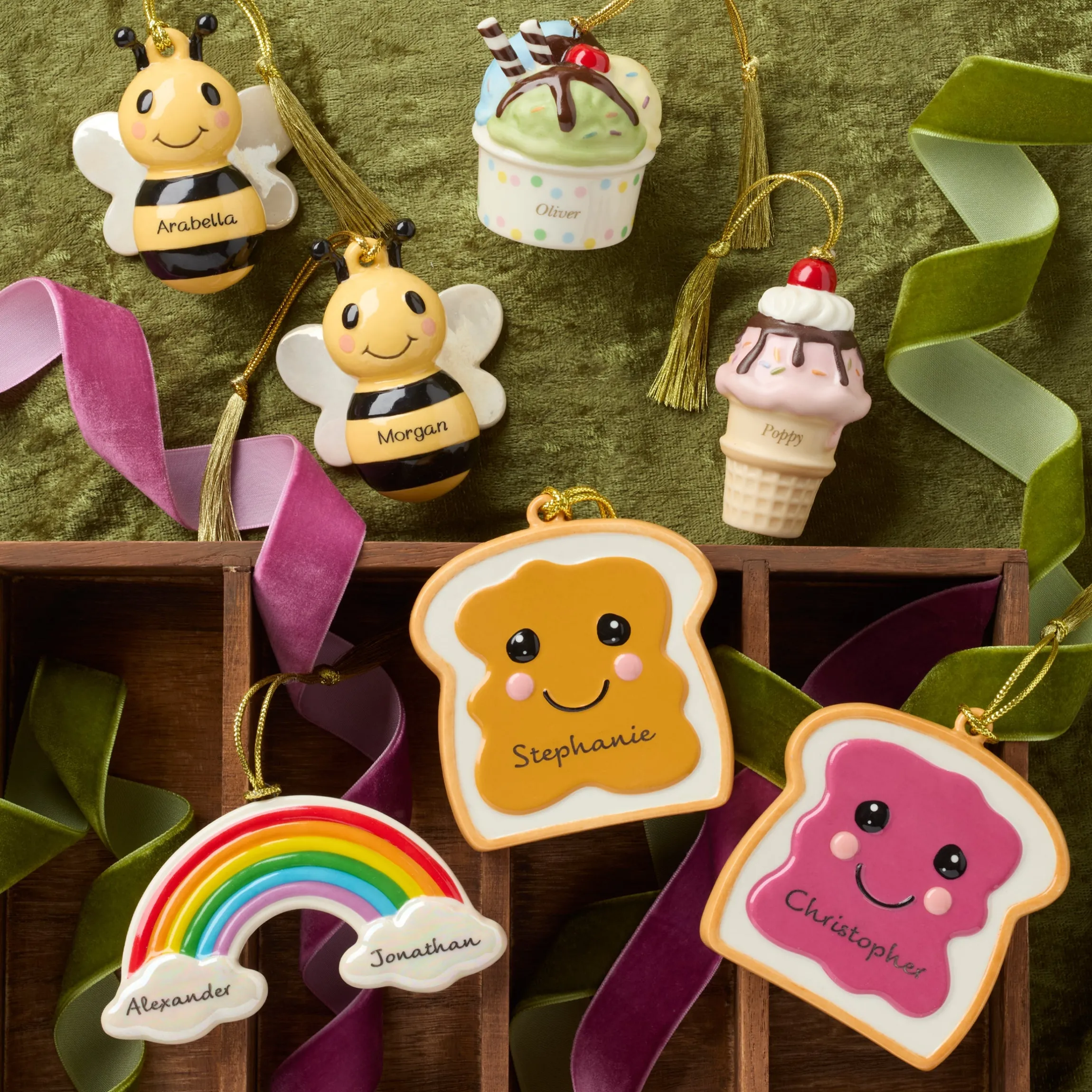 Personalized 2-Piece Peanut Butter & Jam Ornament Set