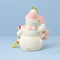 Personalized Winter Snowman Pink Ornament