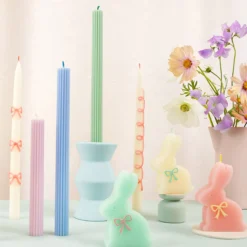 Pink Bow Taper Candles, Set of 2